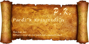Parák Krisztián névjegykártya